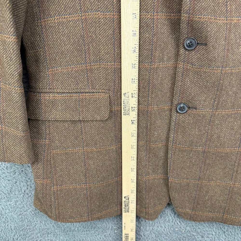 Pendleton Mens 42 Oregon Tweed Wool Blazer Brown Plaid Elbow Patch Sport Coat